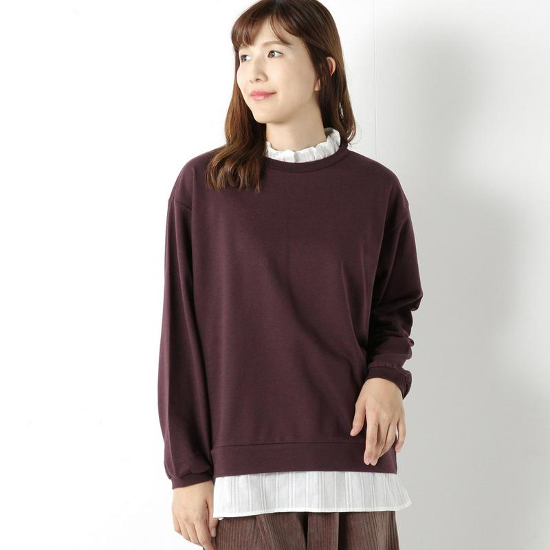ミニ裏毛フェイクレイヤード長袖Ｔシャツ（ノージーン/NO JEAN）