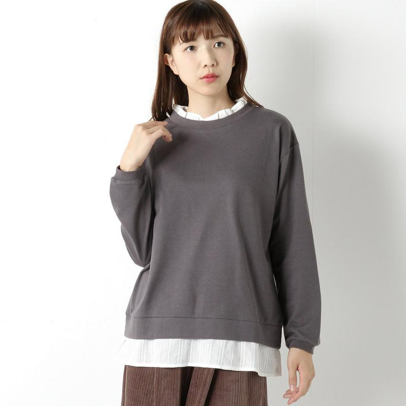 ミニ裏毛フェイクレイヤード長袖Ｔシャツ（ノージーン/NO JEAN）