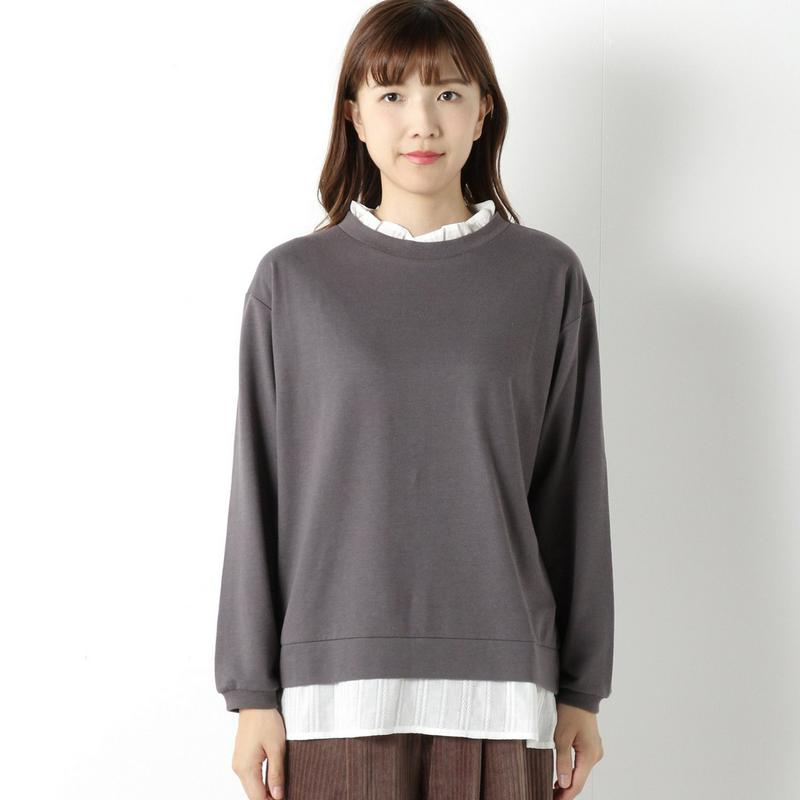 ミニ裏毛フェイクレイヤード長袖Ｔシャツ（ノージーン/NO JEAN）