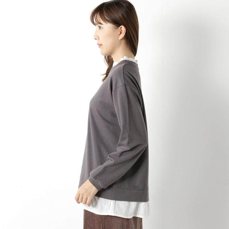 ミニ裏毛フェイクレイヤード長袖Ｔシャツ（ノージーン/NO JEAN）