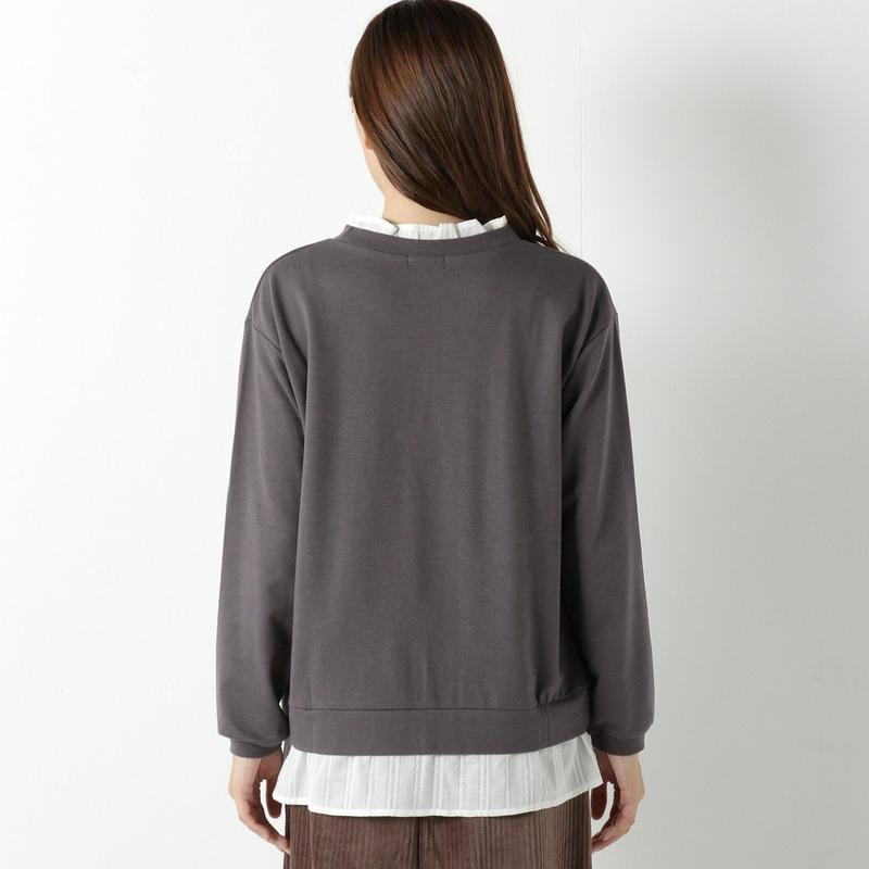 ミニ裏毛フェイクレイヤード長袖Ｔシャツ（ノージーン/NO JEAN）