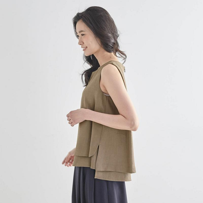 【ＳＴＹＬＥ　ＳＮＡＰ掲載】麻調合繊セットアップで着られるブラウス