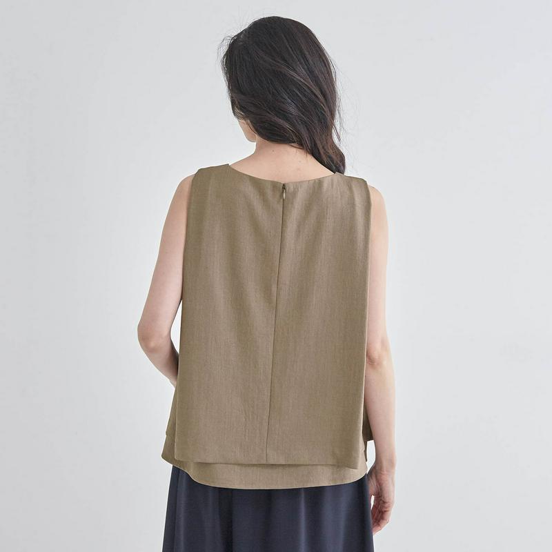 【ＳＴＹＬＥ　ＳＮＡＰ掲載】麻調合繊セットアップで着られるブラウス