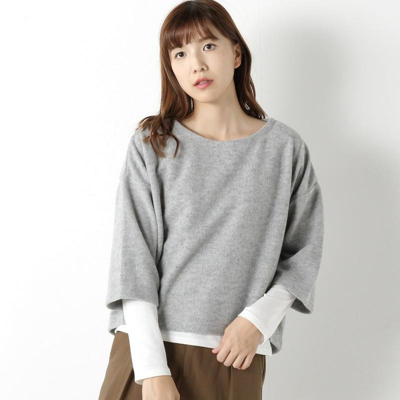 簡単重ね着◎起毛Ｔシャツ＆長袖Ｔシャツのアンサンブル（ノージーン/NO JEAN）