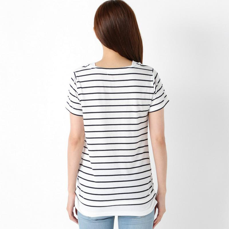 ミッキー切替フェイクレイヤードボーダーＴシャツ