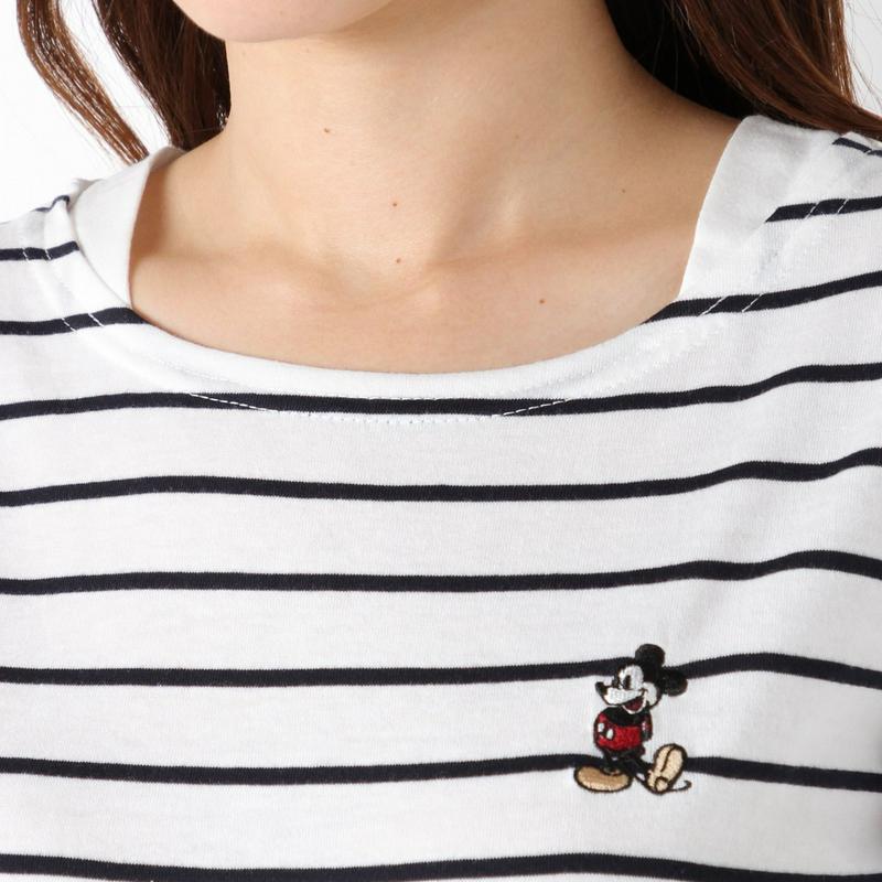 ミッキー切替フェイクレイヤードボーダーＴシャツ