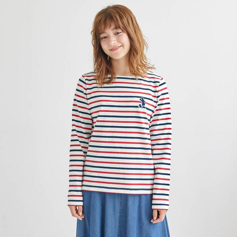 ポイント刺繍ボーダーカットソー（選べるキャラクター）