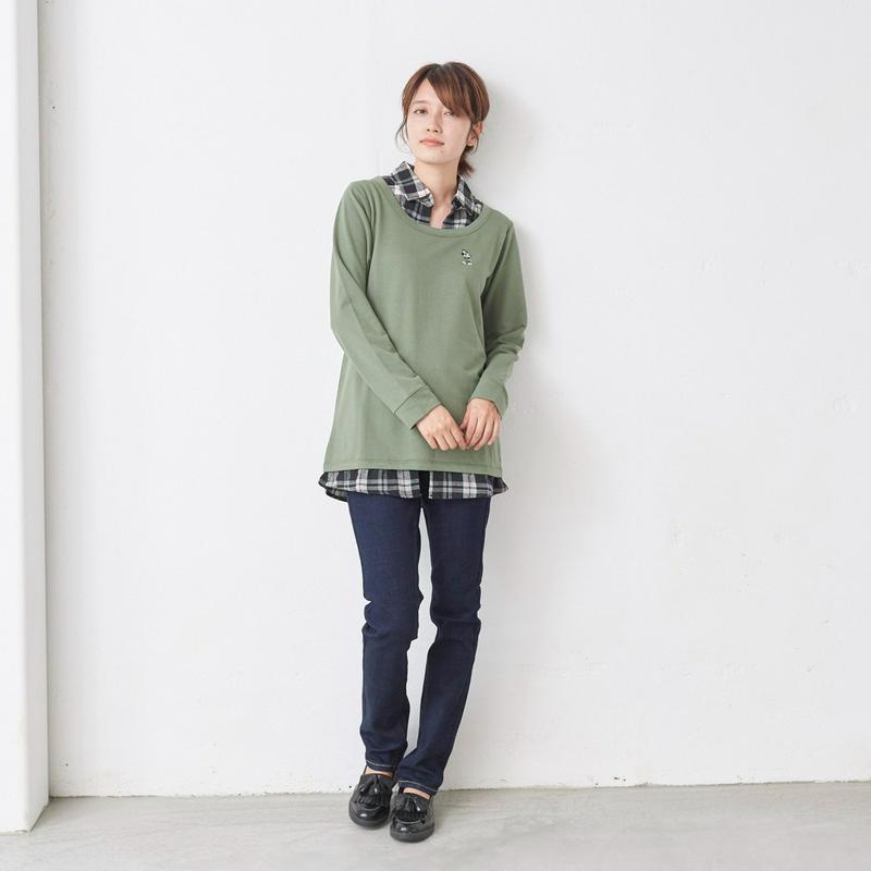 裏毛布帛使いフェイクレイヤードＴシャツ【Ｍ～３Ｌ】「ミッキーマウス」（ディズニー）