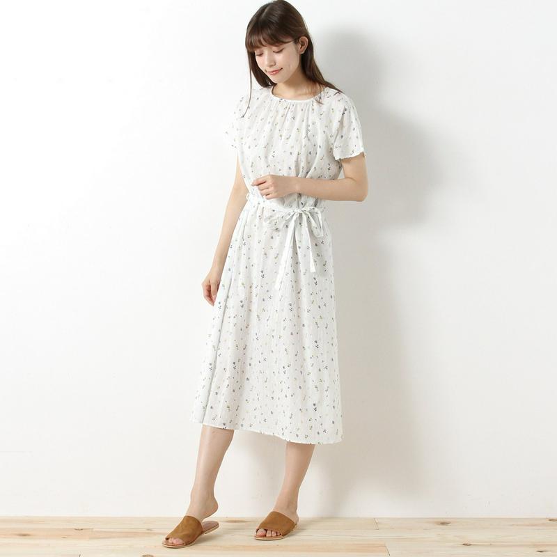 【３／２５（水）で販売終了】ドビー×小花プリントワンピース