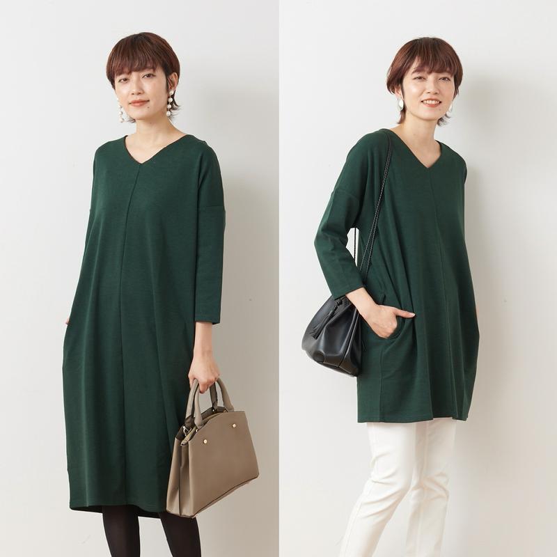 選べる２丈◎ポンチ素材の華奢見えチュニック【Ｍ～３Ｌ】