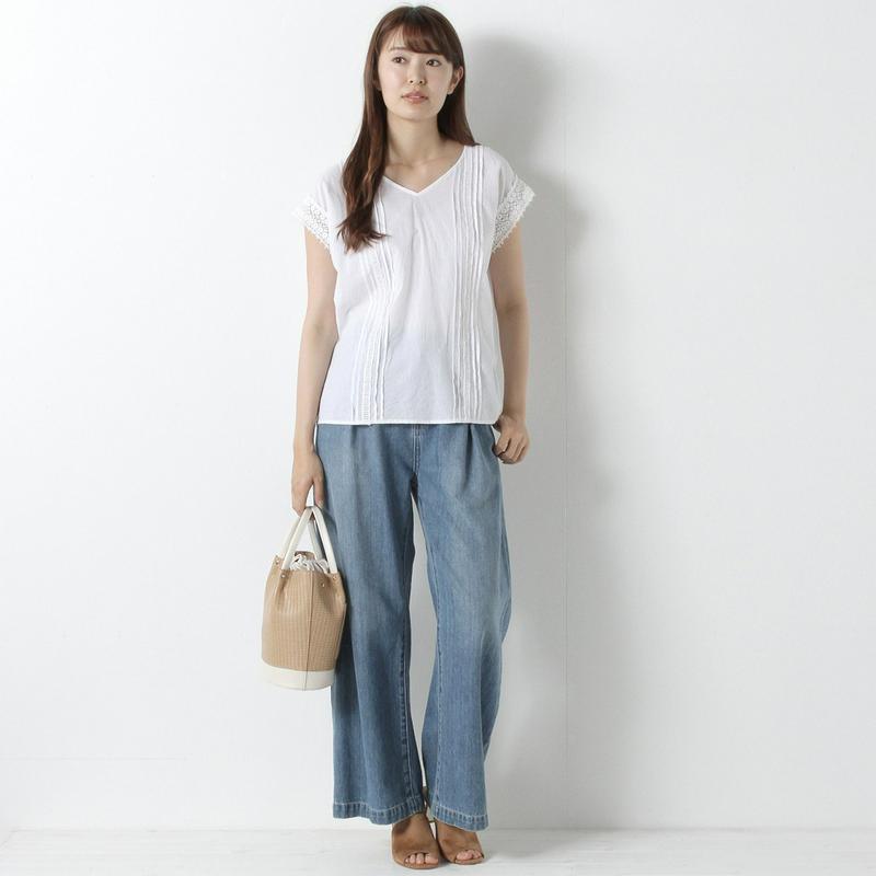 【３／２５（水）で販売終了】Ｖネックブラウス【Ｍ～４Ｌ】