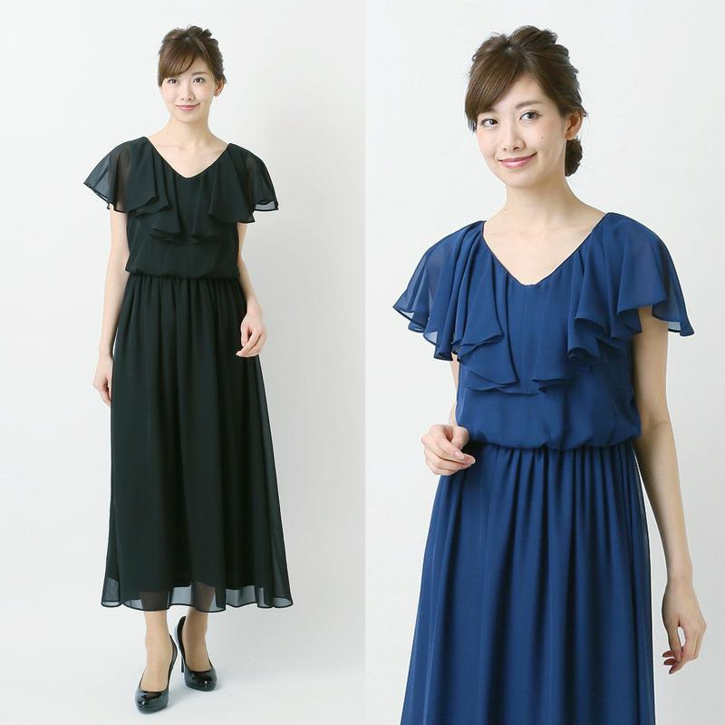ドレープロングワンピース【フォーマルにも◎】【Ｍ～５Ｌ】（トラットリア／trattoria）