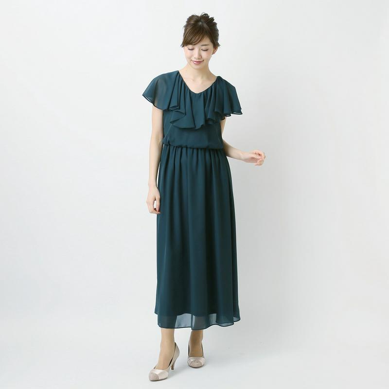 ドレープロングワンピース【フォーマルにも◎】【Ｍ～５Ｌ】（トラットリア／trattoria）
