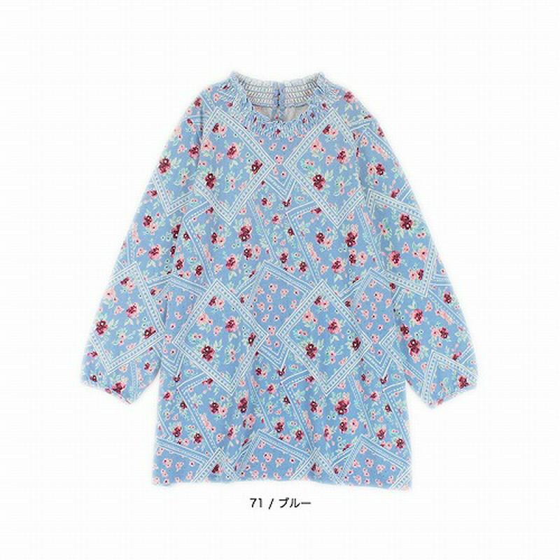 シャーリングネック花柄チュニック【ＬＬ～５Ｌ】