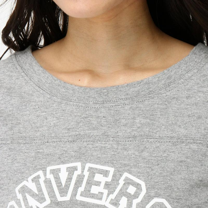 Ｃ１００天竺７分袖カレッジプリントＴシャツ