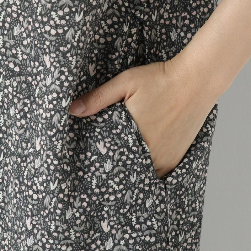 【ＶＡＬＬＩＬＡ×ＮＯ　ＪＥＡＮ】レーヨン綿半袖花柄ワンピース