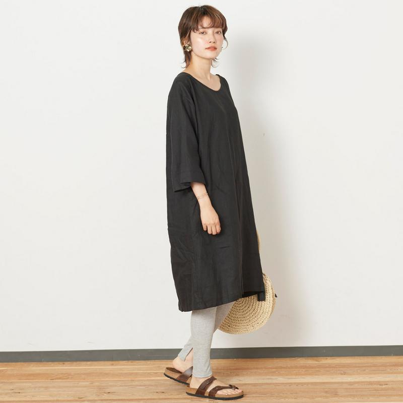 リネンオックスＶネックワンピース