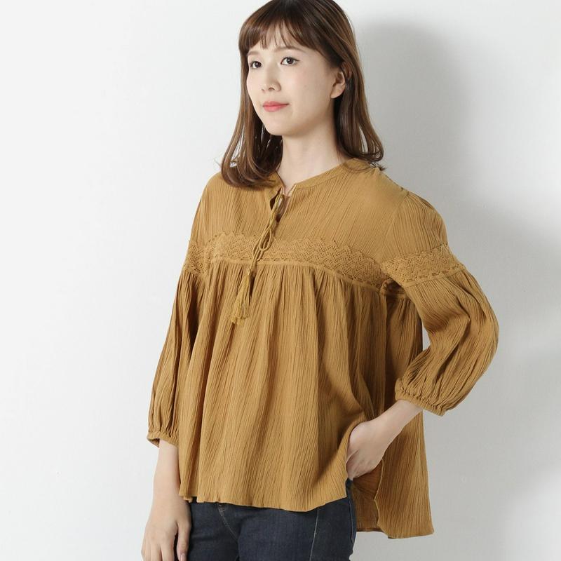 【３／２５（水）で販売終了】楊柳ブラウス【Ｍ～４Ｌ】