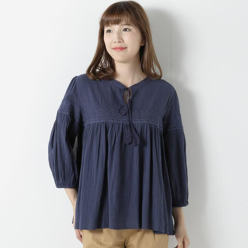 【３／２５（水）で販売終了】楊柳ブラウス【Ｍ～４Ｌ】