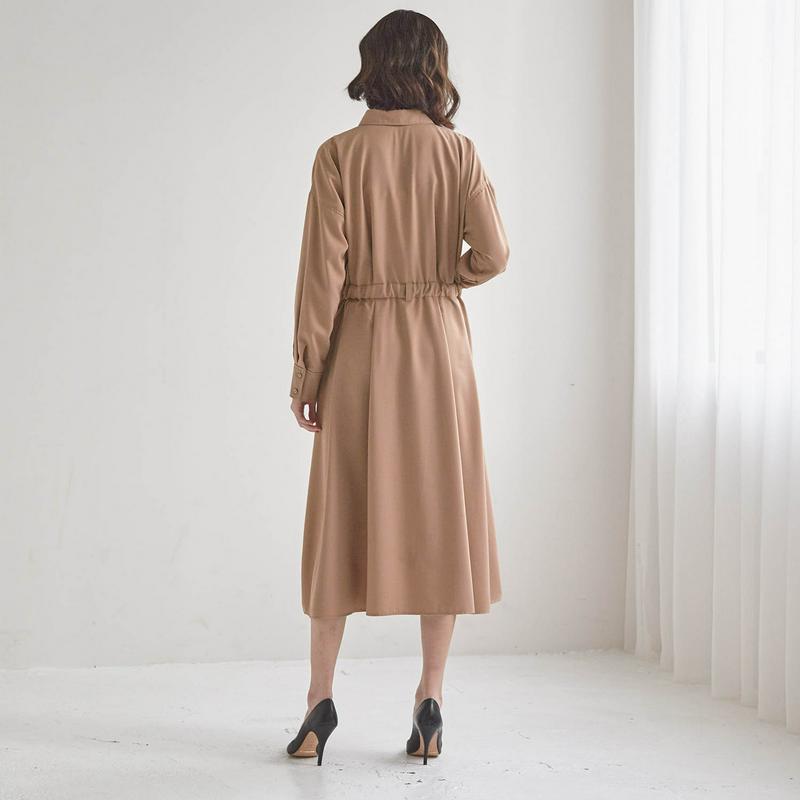 【ＳＴＹＬＥ　ＳＮＡＰ掲載】ロング丈ウエストベルト付きシャツワンピース