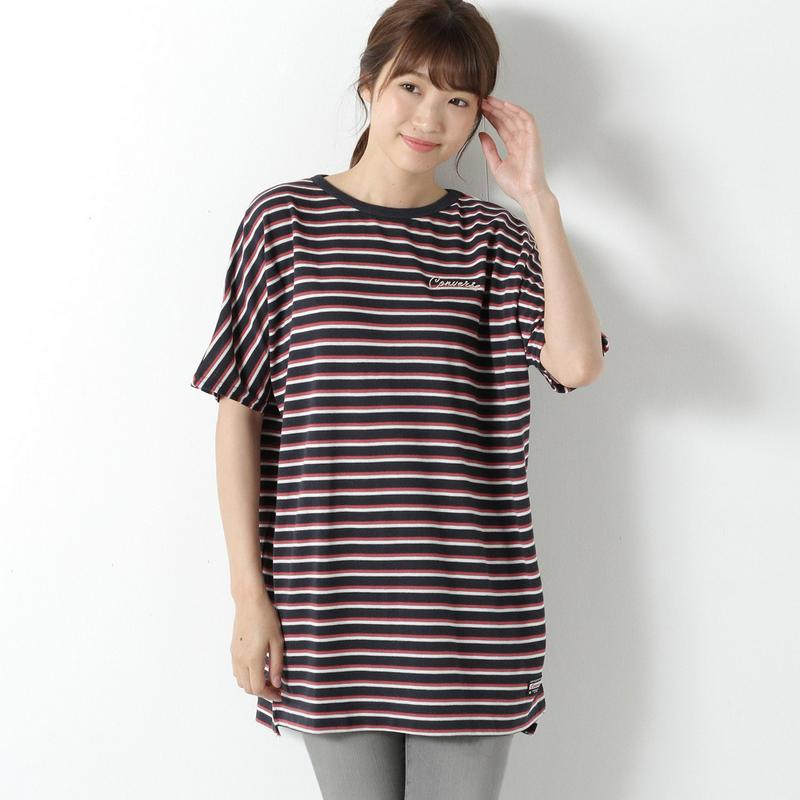 コンバースボーダー鹿の子ドルマンＴシャツ