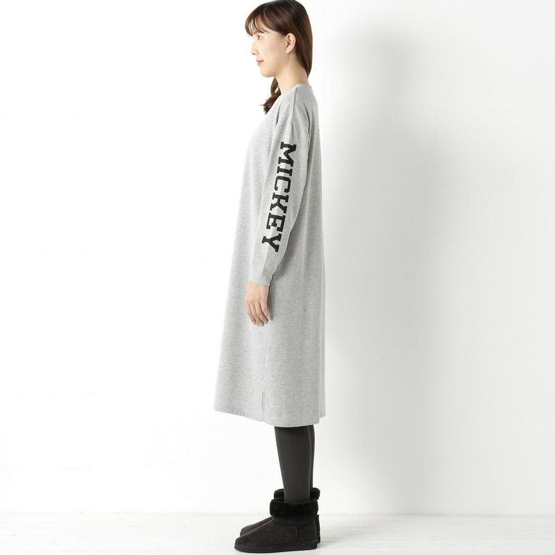 ミッキー裏起毛Ｔシャツワンピース【Ｍ～３Ｌ】「ミッキーマウス」（ディズニー）