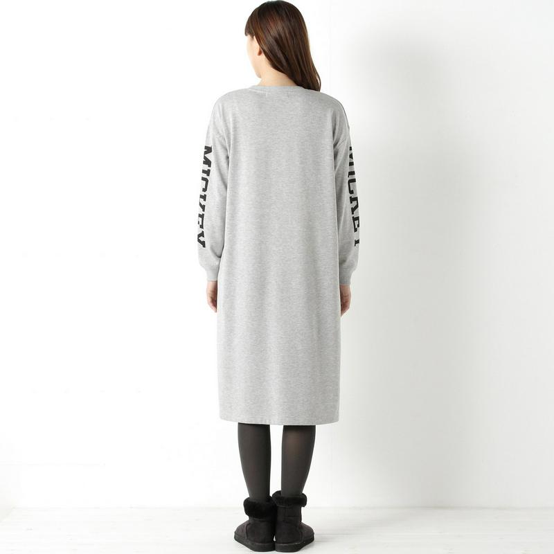ミッキー裏起毛Ｔシャツワンピース【Ｍ～３Ｌ】「ミッキーマウス」（ディズニー）