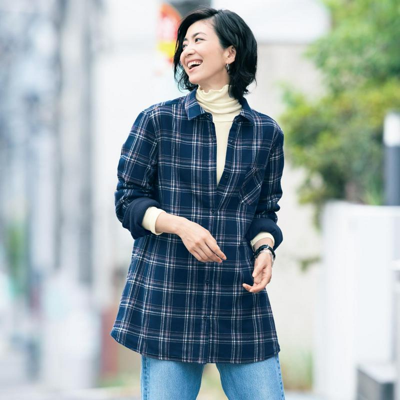 裏フリースロングシャツ