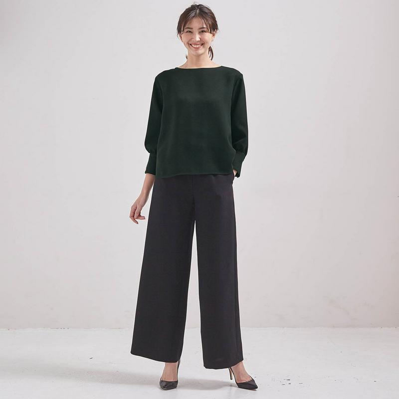 【ＳＴＹＬＥ　ＳＮＡＰ掲載】（日本製）パール調ボタンボリュームスリーブブラウス