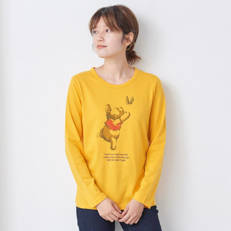 クマのプーさん天竺長袖プリントＴシャツ【Ｍ～３Ｌ】「くまのプーさん」（ディズニー）