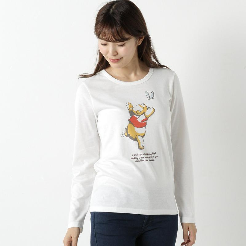 クマのプーさん天竺長袖プリントＴシャツ【Ｍ～３Ｌ】「くまのプーさん」（ディズニー）