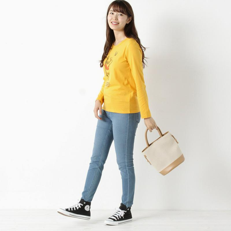 クマのプーさん天竺長袖プリントＴシャツ【Ｍ～３Ｌ】「くまのプーさん」（ディズニー）