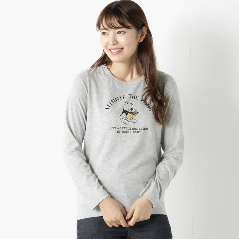 クマのプーさん天竺長袖プリントＴシャツ【Ｍ～３Ｌ】「くまのプーさん」（ディズニー）