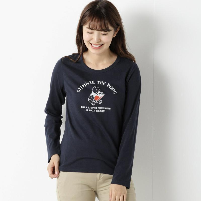 クマのプーさん天竺長袖プリントＴシャツ【Ｍ～３Ｌ】「くまのプーさん」（ディズニー）