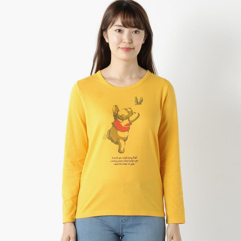 クマのプーさん天竺長袖プリントＴシャツ【Ｍ～３Ｌ】「くまのプーさん」（ディズニー）