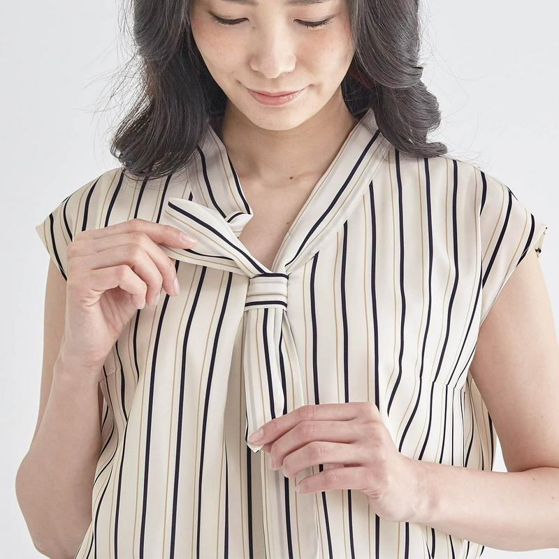 【ＳＴＹＬＥ　ＳＮＡＰコラボ】心地よい強撚綿裏カットソーボウタイ使いブラウス