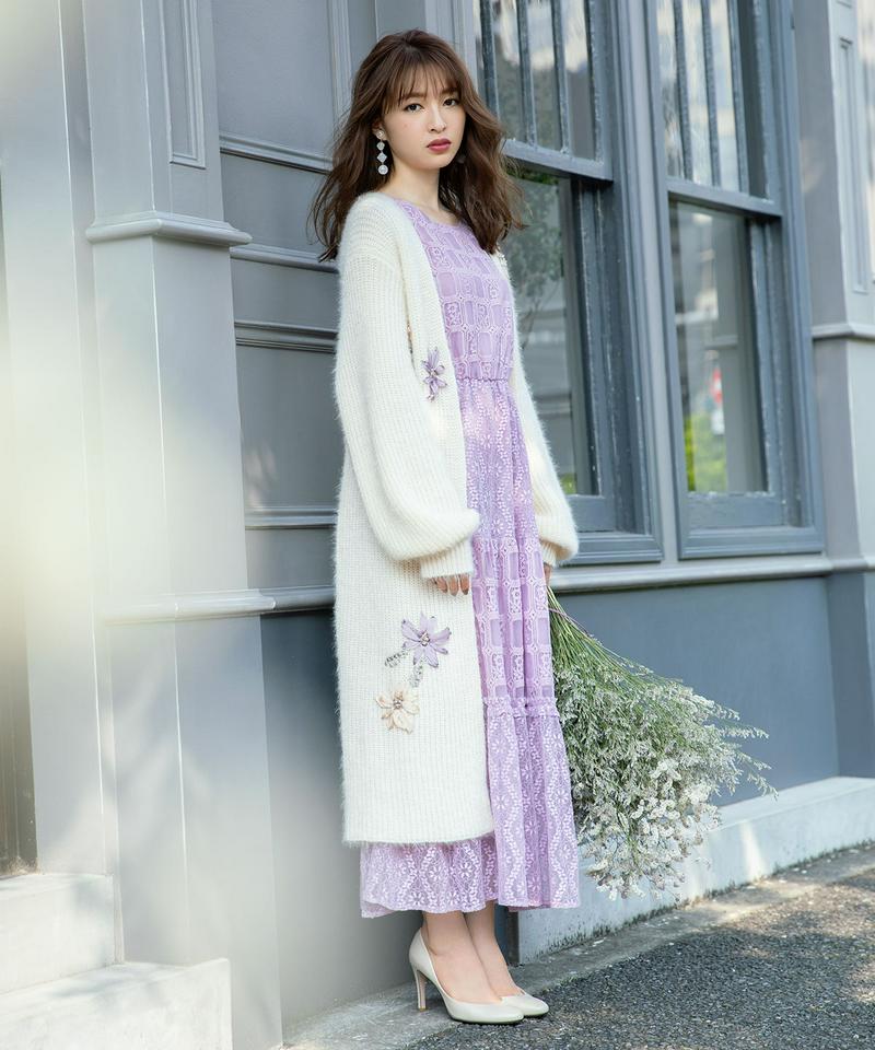 シャイニーフェザー×リボン刺繍ローブ