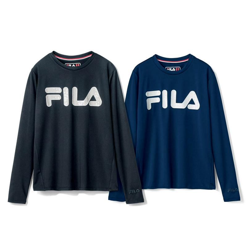 メッシュ素材で快適！エンボスプリント長袖Ｔシャツ【ＵＶケア】