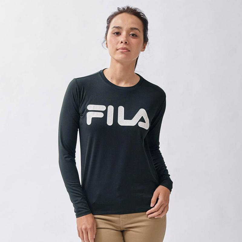 メッシュ素材で快適！エンボスプリント長袖Ｔシャツ【ＵＶケア】