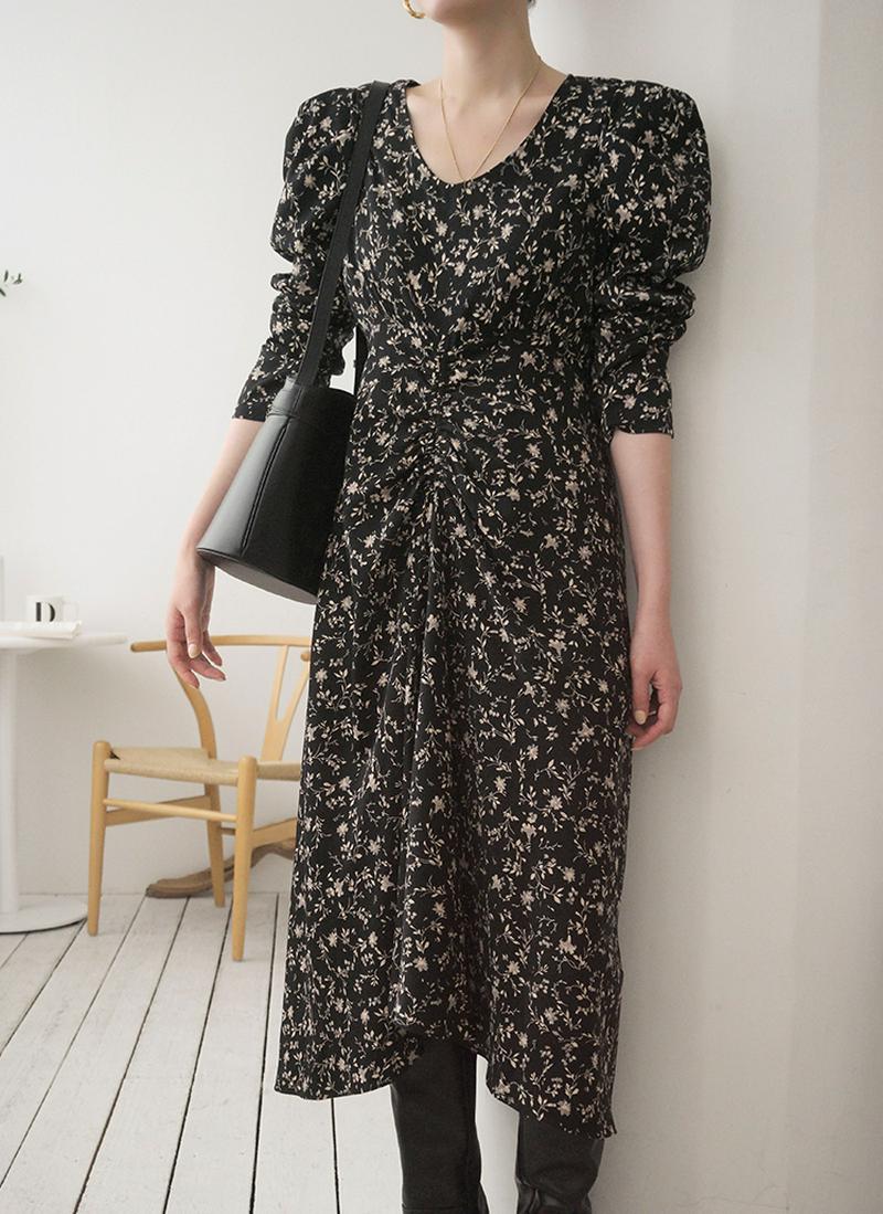 パターンギャザーパフワンピース