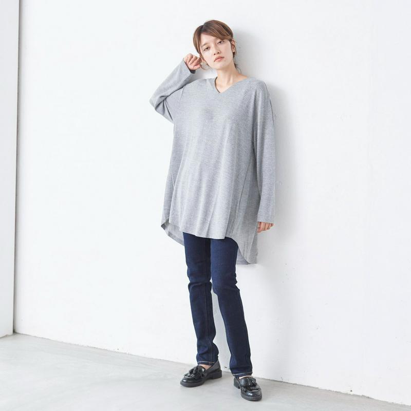 お尻の隠れる丈のテールカットチュニック【Ｍ～３Ｌ】