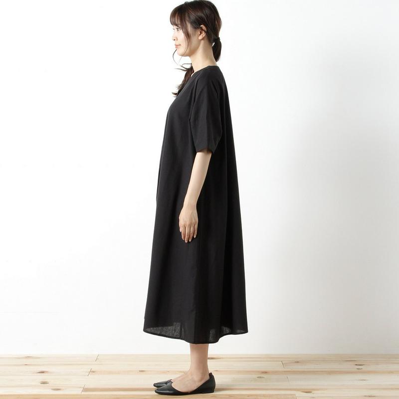綿麻重ねＶネックワンピース