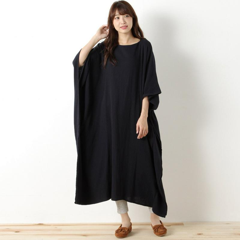 ビックシルエットダブルガーゼワンピース