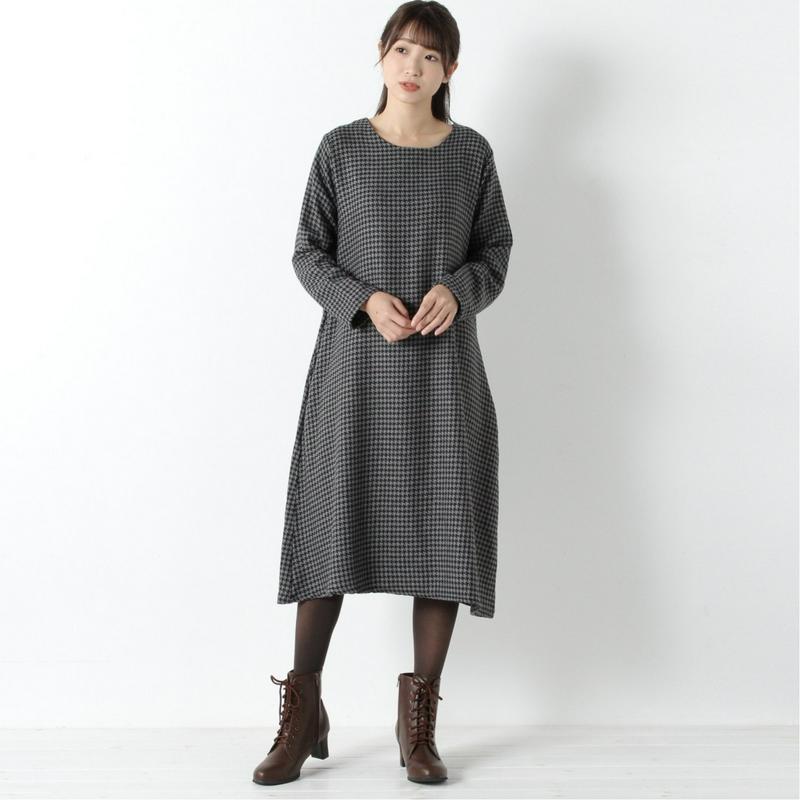チェックのシンプルワンピース