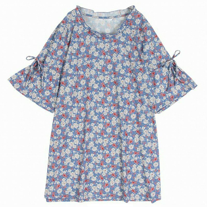 花プリントカットソーチュニック