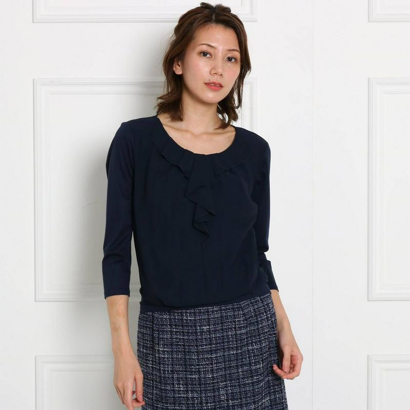 【ママスーツ／入学式　スーツ／卒業式　スーツ】　ラッフルスムースプルオ