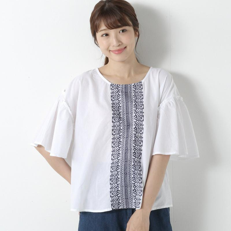 前身刺繍ブラウス【Ｍ～４Ｌ】