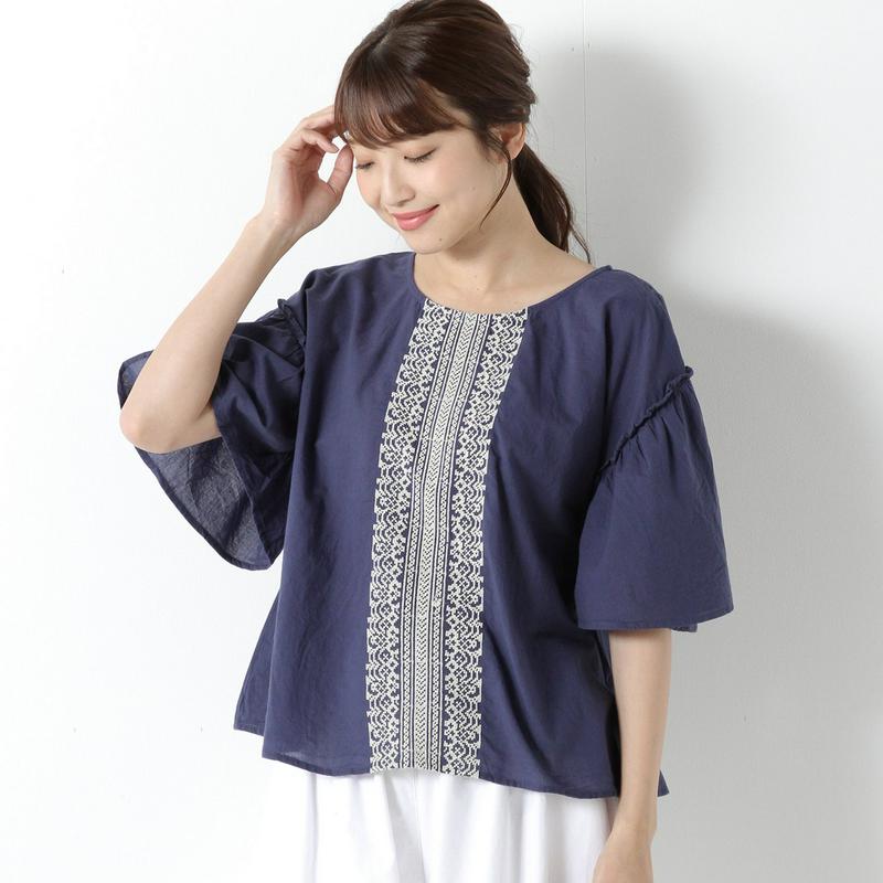 前身刺繍ブラウス【Ｍ～４Ｌ】