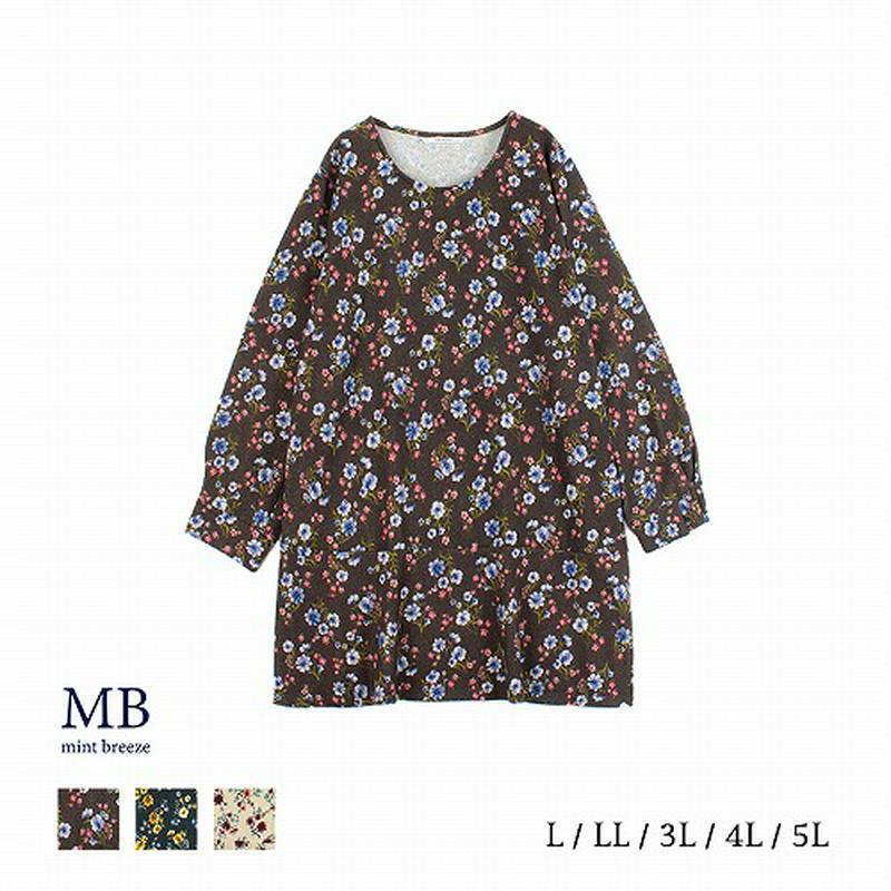 花柄イレギュラーヘムチュニック【ＬＬ～５Ｌ】