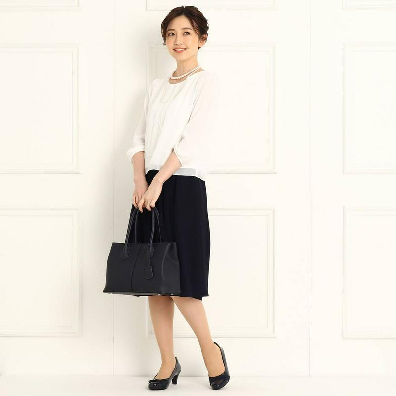 【フォーマル／入卒／ママスーツ／洗える】ピンタックシフォンブラウス